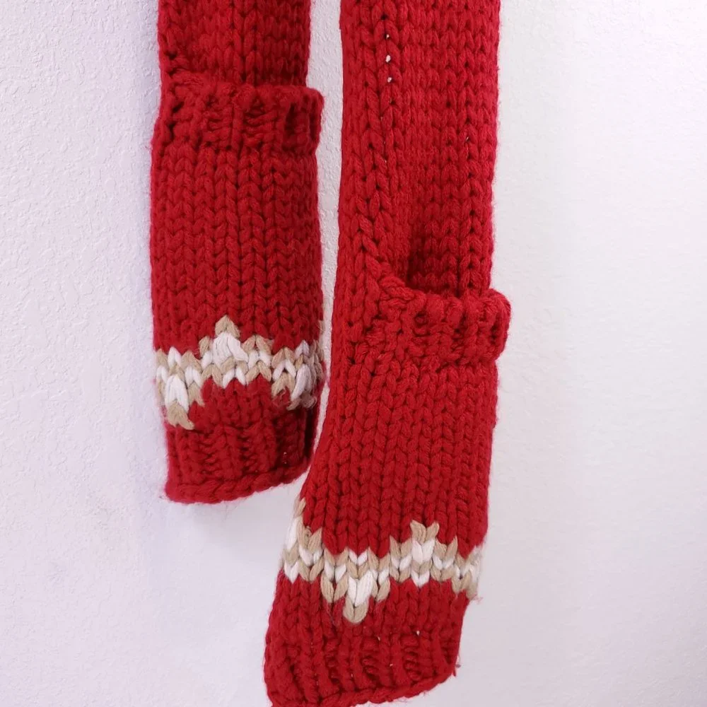 GAP Red/White Knit Scarf and Mittens - Picture 2 of 5